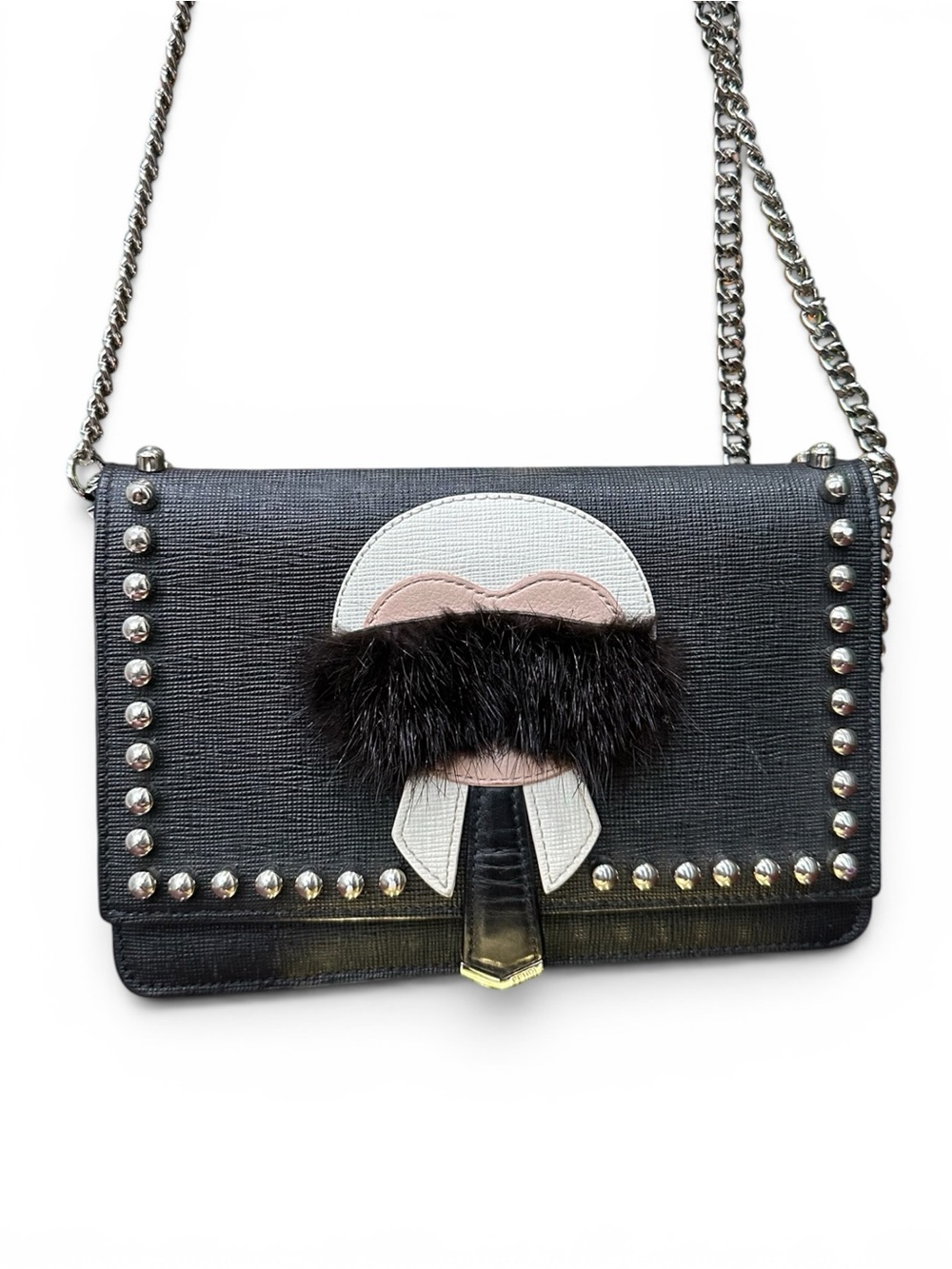 Fendi Karlito Monster Studded Wallet On Chain Crossbody Bag